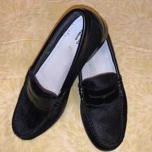 Women's Black Bass Weejuns - Leather & Calf Hair Penny Loafers
